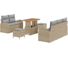 Lauko baldų komplektas Sodo Sofų Rinkinys su pagalve 8 pcs Smėlio poliratanas