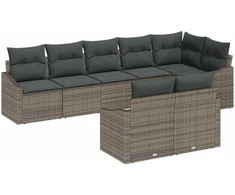 Sodo Sofų Rinkinys su pagalve 8 pcs Pilka poliratanas