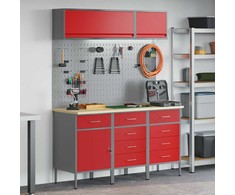 Darbo spintos rinkinys su stalčių su saugykla 8 pcs Raudona