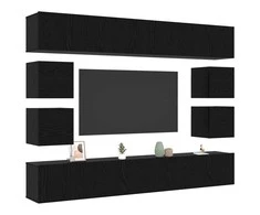 TV staliukas TV spintelių komplektas 8 pcs Juodas ąžuolas Apdirbta mediena
