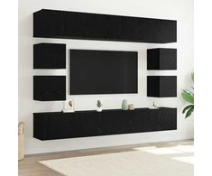 TV staliukas TV spintelių komplektas 8 pcs Juodas ąžuolas Apdirbta mediena
