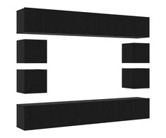 TV staliukas TV spintelių komplektas 8 pcs Juodas ąžuolas Apdirbta mediena