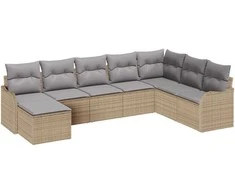 Lauko baldų komplektas Sodo Sofų Rinkinys 8 pcs Smėlio poliratanas