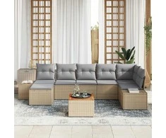 Lauko baldų komplektas Sodo Sofų Rinkinys 8 pcs smėlio ir šviesiai pilkos spalvos