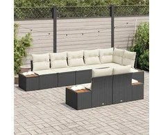 Lauko baldų komplektas Sodo Sofų Rinkinys su pagalve 8 pcs Juoda Poli ratanas