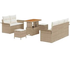 Lauko baldų komplektas Sodo Sofų Rinkinys su pagalve 8 pcs Smėlio poliratanas