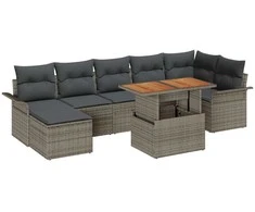Sodo Sofų Rinkinys su saugykla 8 pcs Pilka Poli ratanas