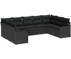 Lauko baldų komplektas Sodo Sofų Rinkinys su saugykla 9 pcs Juoda poliratanas