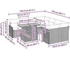 Sodo Sofų Rinkinys su pagalve 7 pcs smėlio ir kreminės spalvos
