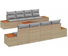 Lauko baldų komplektas Sodo Sofų Rinkinys su saugykla 9 pcs Smėlio Poli ratanas
