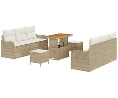 Sodo Sofų Rinkinys su pagalve 9 pcs Bežinė ir kreminė