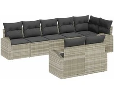 Sodo Sofų Rinkinys Šviesiai pilka 55 x 55 x 37 cm poliratanas
