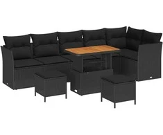 Sodo Sofų Rinkinys su pagalve 9 pcs Juoda 90 x 55 x 71 cm