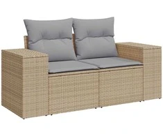 Lauko baldų komplektas Sodo Sofų Rinkinys su pagalve 9 pcs Smėlio poliratanas