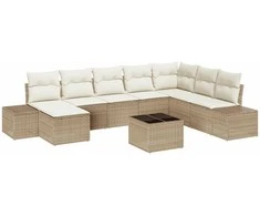 Lauko baldų komplektas Sodo Sofų Rinkinys 8 pcs Bežinė ir kreminė poliratanas