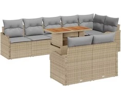 Sodo Sofų Rinkinys 9 pcs smėlio ir šviesiai pilkos spalvos