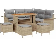 Sodo Sofų Rinkinys su pagalve 9 pcs Bežinė ir šviesiai pilka