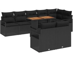 Sodo Sofų Rinkinys su pagalve su pagalve 9 pcs Juoda ir Ruda