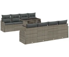 Lauko baldų komplektas Sodo Sofų Rinkinys su pagalve 7 pcs Pilka poliratanas
