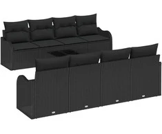 Sodo Sofų Rinkinys Juoda 55 x 55 x 37 cm poliratanas