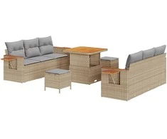 Sodo Sofų Rinkinys su pagalve 9 pcs Bežinė ir šviesiai pilka