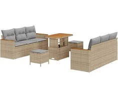 Sodo Sofų Rinkinys 11 pcs Bežinė ir šviesiai pilka poliratanas