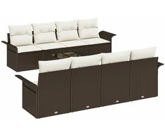 Lauko baldų komplektas Sodo Sofų Rinkinys su pagalve 9 pcs Ruda poliratanas