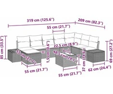 Sodo Sofų Rinkinys su pagalve 9 pcs poliratanas