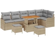 Sodo Sofų Rinkinys su pagalve 9 pcs Bežinė ir šviesiai pilka