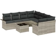 Sodo Sofų Rinkinys 9 pcs Šviesiai pilka ir tamsiai pilka