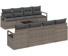 Sofos komplektas su pagalve 7 pcs Pilka poliratanas