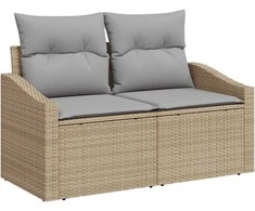 Sodo Sofų Rinkinys su pagalve 9 pcs Smėlio Poli ratanas