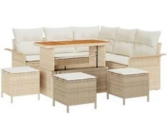 Sodo Sofų Rinkinys su pagalve 9 pcs Bežinė ir kreminė
