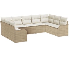 Lauko baldų komplektas Sodo Sofų Rinkinys 9 pcs Smėlio poliratanas