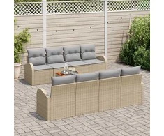 Lauko baldų komplektas Sodo Sofų Rinkinys su pagalve 9 pcs Smėlio poliratanas