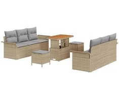 Sodo Sofų Rinkinys su pagalve 9 pcs Bežinė ir šviesiai pilka