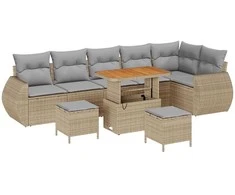 Sodo Sofų Rinkinys 9 pcs smėlio ir šviesiai pilkos spalvos