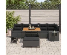 Lauko baldų komplektas Sodo Sofų Rinkinys 9 pcs Juoda poliratanas