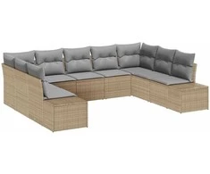 Lauko baldų komplektas Sodo Sofų Rinkinys su pagalve 9 pcs Smėlio poliratanas