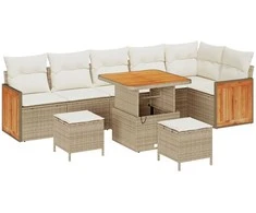 Sodo Sofų Rinkinys su pagalve 9 pcs Bežinė ir kreminė