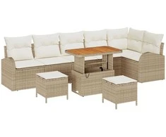 Sodo Sofų Rinkinys su pagalve 9 pcs Bežinė ir kreminė