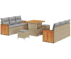 Sodo Sofų Rinkinys su pagalve 9 pcs Bežinė ir šviesiai pilka