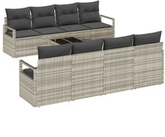 Sodo Sofų Rinkinys 9 pcs Šviesiai pilka ir tamsiai pilka