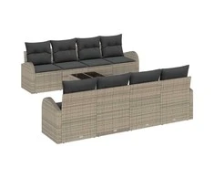 Sodo Sofų Rinkinys su saugykla 9 pcs Pilka poliratanas