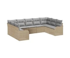 Lauko baldų komplektas Sodo Sofų Rinkinys 9 pcs smėlio ir šviesiai pilkos spalvos