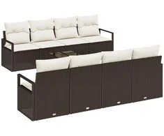 Sofos komplektas 7 pcs Ruda ir grietinėlė poliratanas
