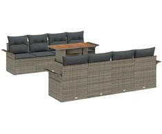 Sodo Sofų Rinkinys su pagalve 7 pcs Pilka poliratanas