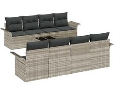 Sodo Sofų Rinkinys 9 pcs Šviesiai pilka ir tamsiai pilka