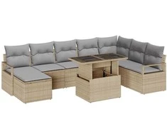 Sodo Sofų Rinkinys 9 pcs smėlio ir šviesiai pilkos spalvos
