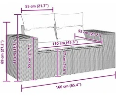 Sodo Sofų Rinkinys 9 pcs Bežinė ir šviesiai pilka Poli ratanas
